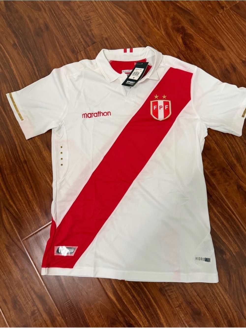Marathon Peru Home Soccer Jersey White with Red Sash